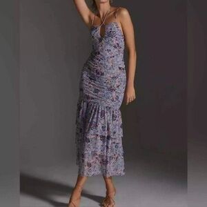 New MISA midi ruched floral dress